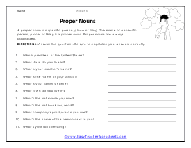 Proper Nouns Worksheet