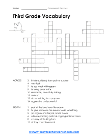 7th Grade Vocabulary Crossword Puzzles